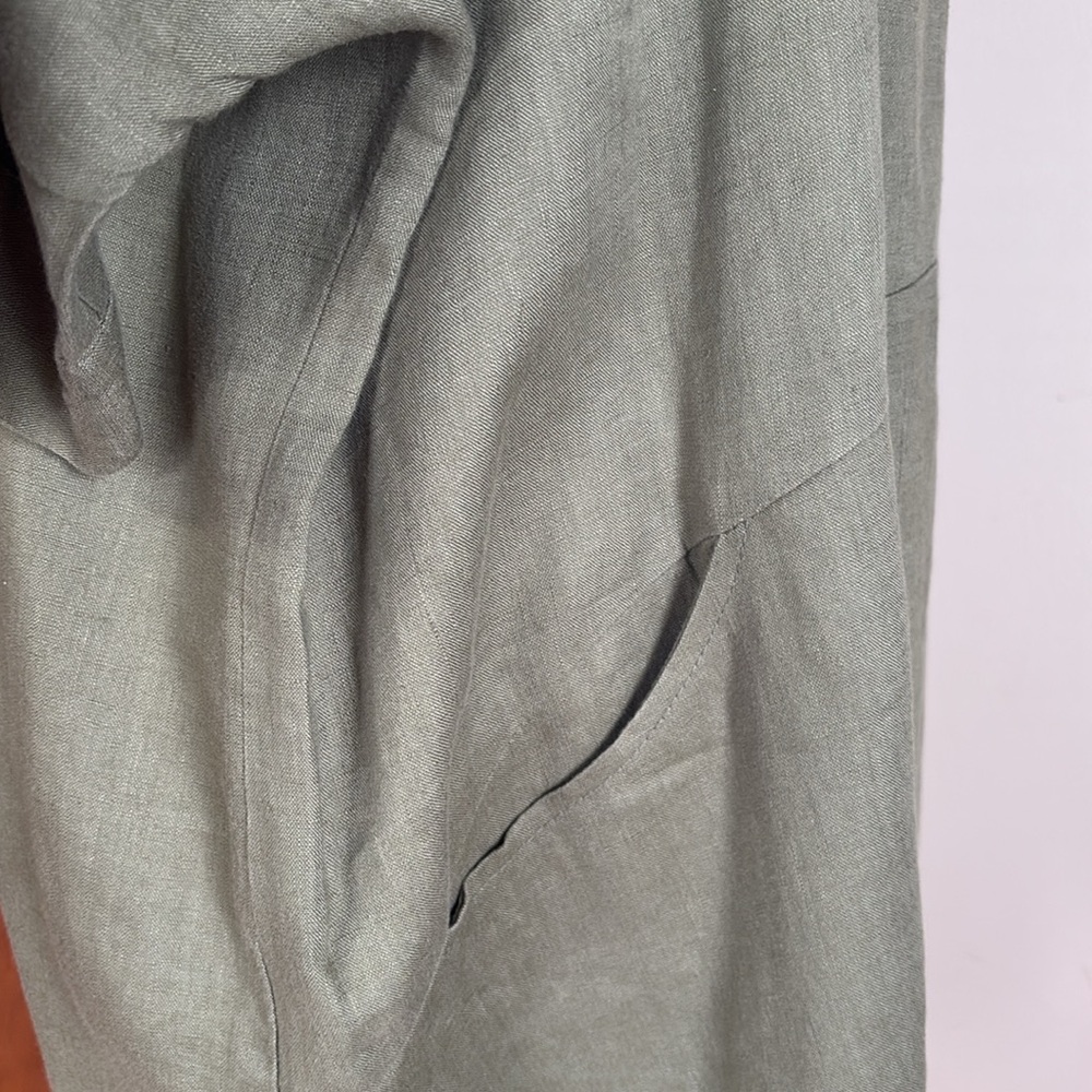 Lisa Bayne  Olive Green Linen Dress XL - Picture 3 of 5